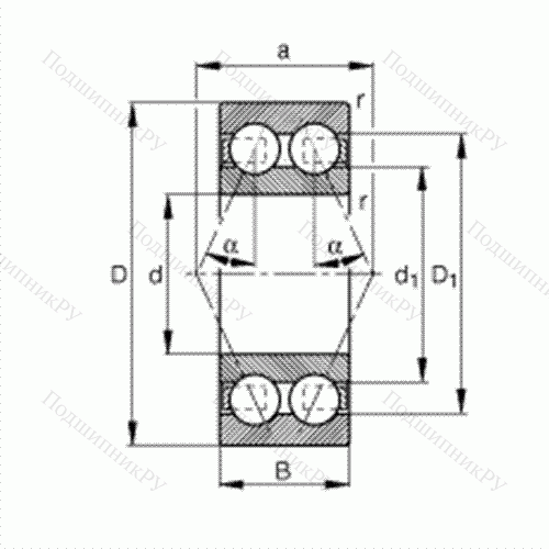Подшипник шариковый радиально-упорный 3200-B-TVH от производителя  FAG Подшипник шариковый радиально-упорный 3200-B-TVH от производителя  FAG
