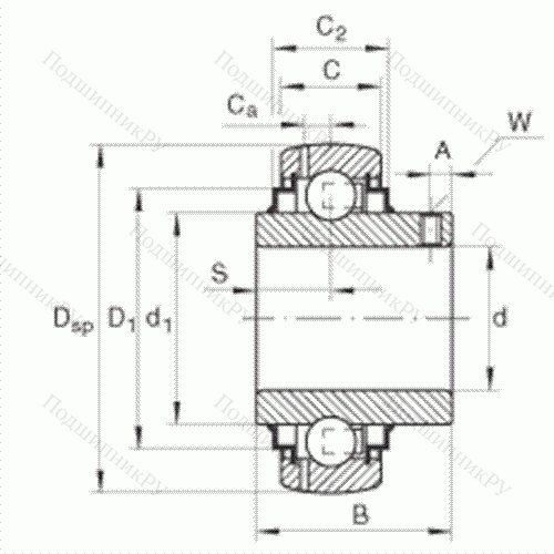 Подшипник шариковый закрепляемый GY 1115-KRR-B-AS 2/V от производителя  INA Подшипник шариковый закрепляемый GY 1115-KRR-B-AS 2/V от производителя  INA