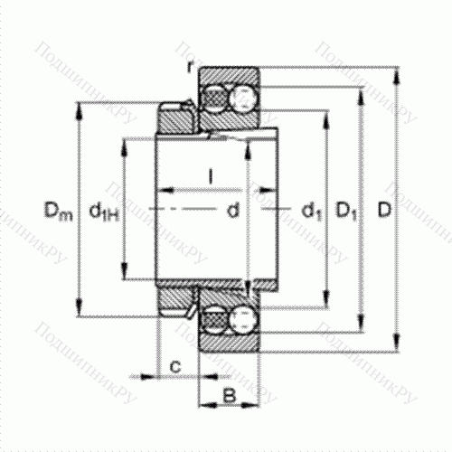 Подшипник шариковый радиально-сферический 1208-K-TVH-C 3 + H 208 от производителя  FAG