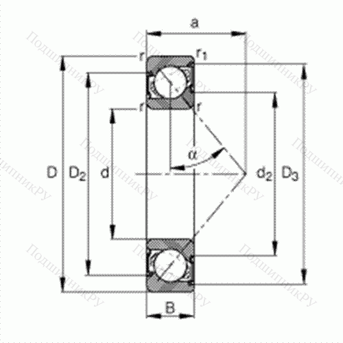 Подшипник шариковый радиально-упорный 7203-B-2RS-TVP от производителя  FAG Подшипник шариковый радиально-упорный 7203-B-2RS-TVP от производителя  FAG